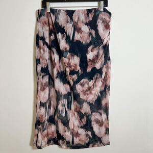 Abercrombie & Fitch Skirt Large Midi Abstract Floral Watercolor Lined Boho